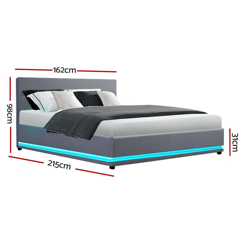 Artiss rgb led bed frame queen discount
