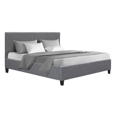 Artiss Neo Bed Frame Fabric - Grey Double - Artiss