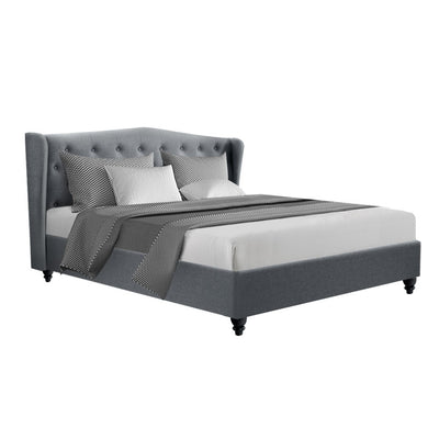 Artiss Pier Bed Frame Fabric - Grey King - Artiss