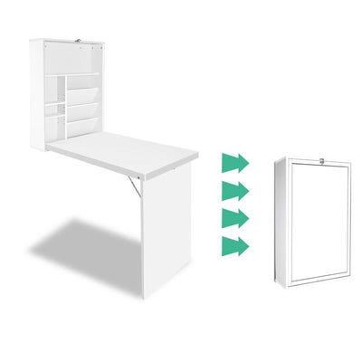 Artiss Foldable Desk with Bookshelf - White - Artiss