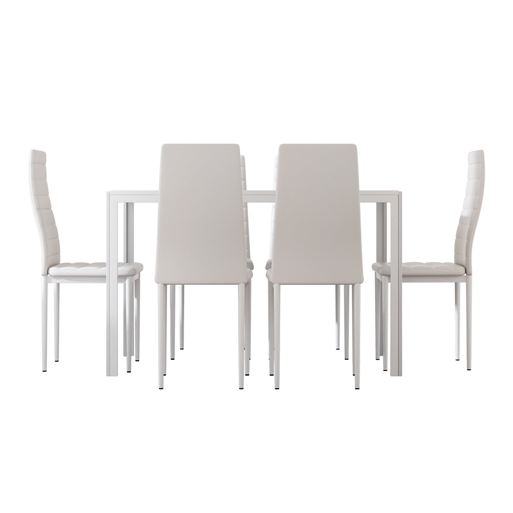 Buy Artiss Dining Chairs and Table Dining Set 6 Chair Set Of 7 White Online Artiss