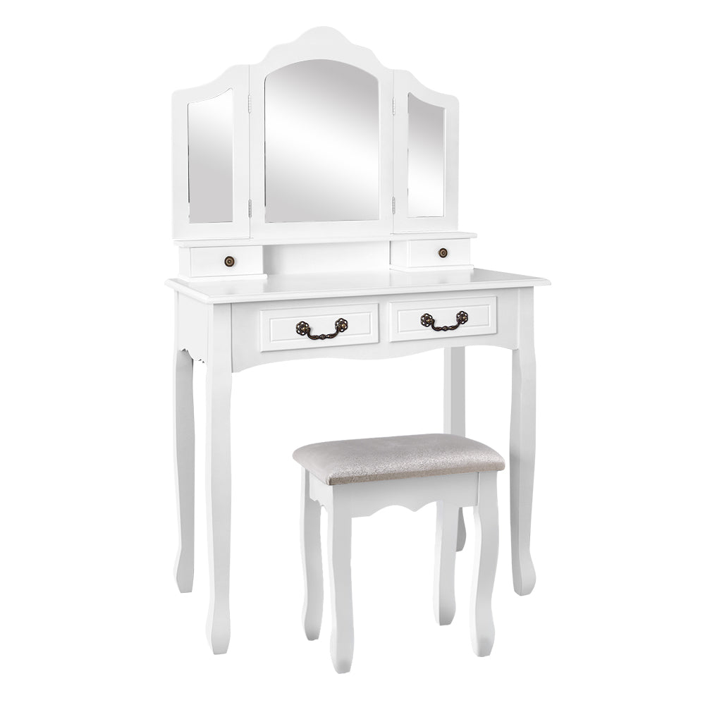 Buy Artiss Dressing Table Stool Set Foldable Mirror White Online - Artiss Buy Artiss Dressing Table Stool Set Foldable Mirror White Online - Artiss