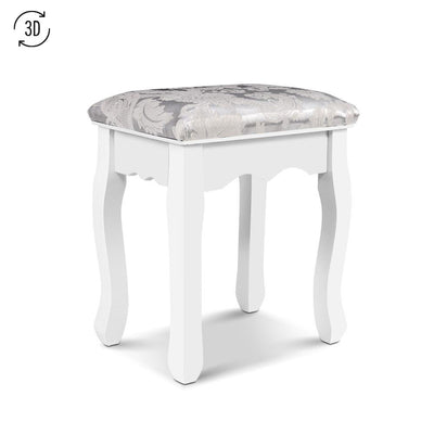 Artiss Embroidered Dressing Stool - White - Artiss