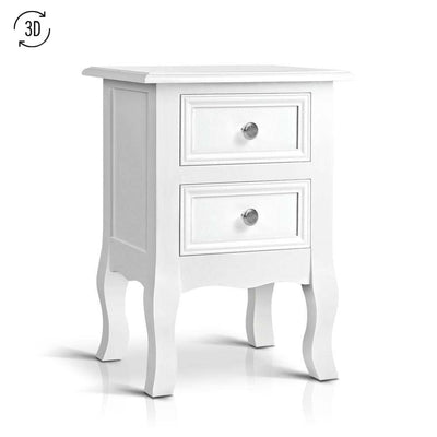 Artiss Bisset Bedside Table - White - Artiss