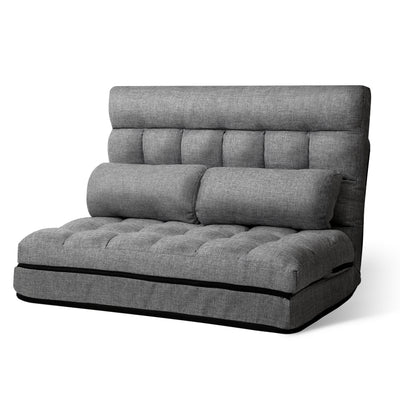 Artiss Lounge Sofa Bed 2-seater Floor Folding Fabric Grey - Artiss