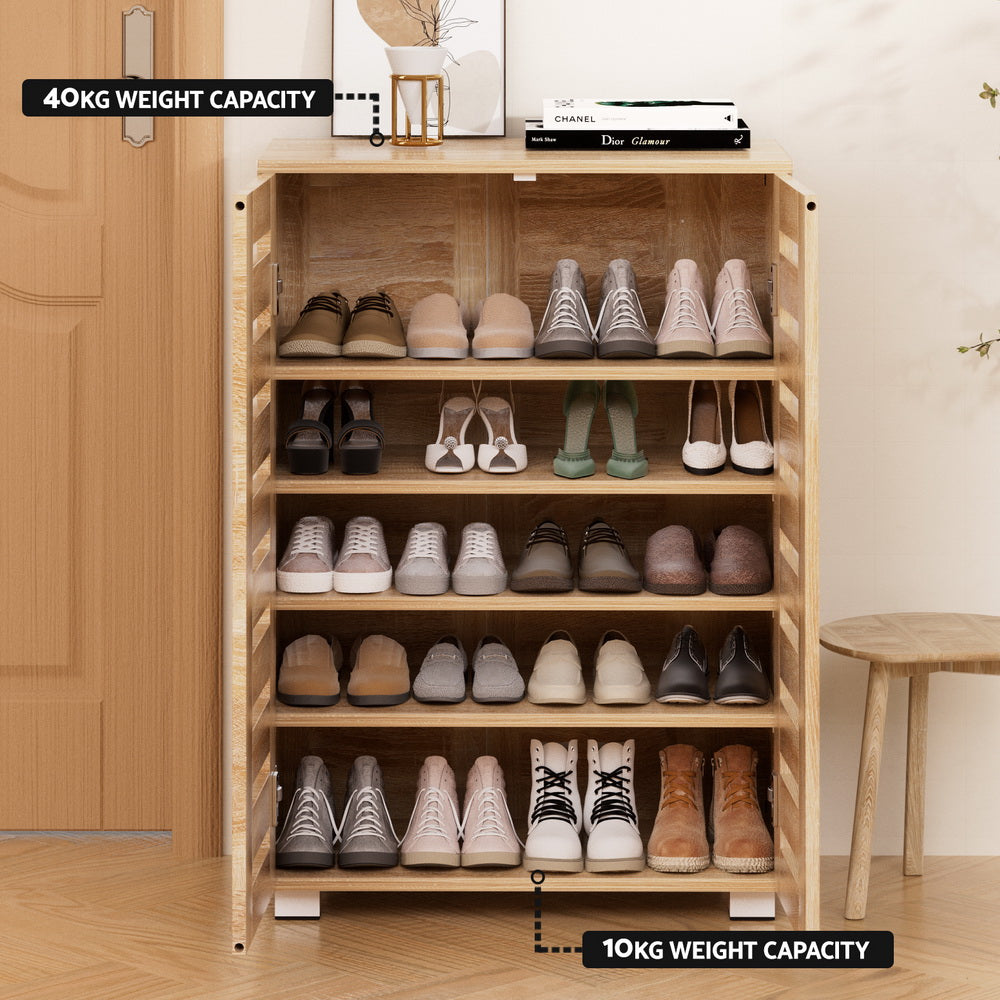 Buy Artiss Shoe Cabinet 20 Pairs 5-tier Wood Alster Online Artiss
