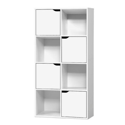 Artiss Display Shelf 8 Cube Storage 4 Door Cabinet Organiser Bookshelf Unit White - Artiss