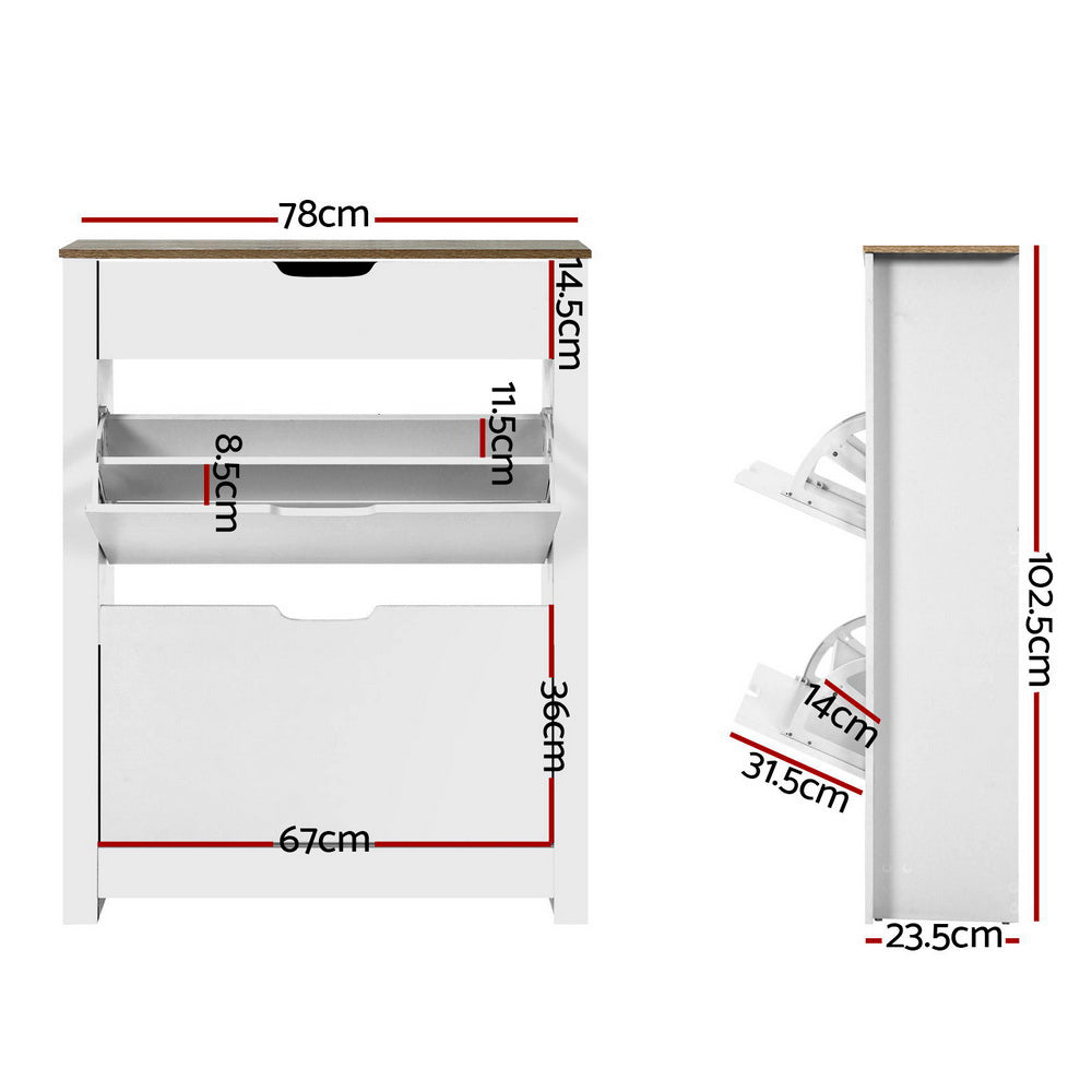 Buy Artiss Shoe Rack Cabinet 16 Pairs White Ana Online Artiss