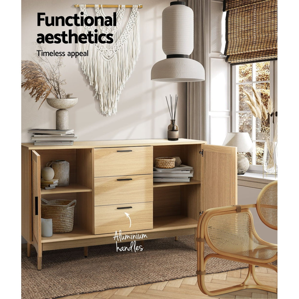 Buy Artiss Rattan Buffet Sideboard BRIONY Oak Online Artiss