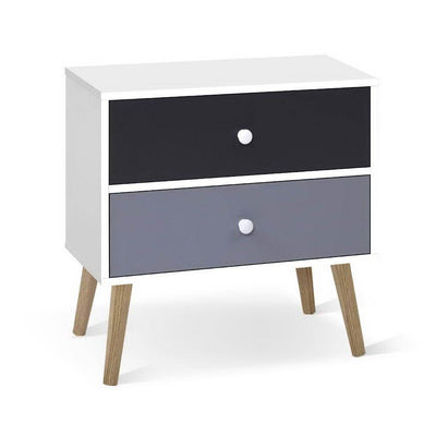 Artiss Three-tone Bedside Table - Black and White - Artiss