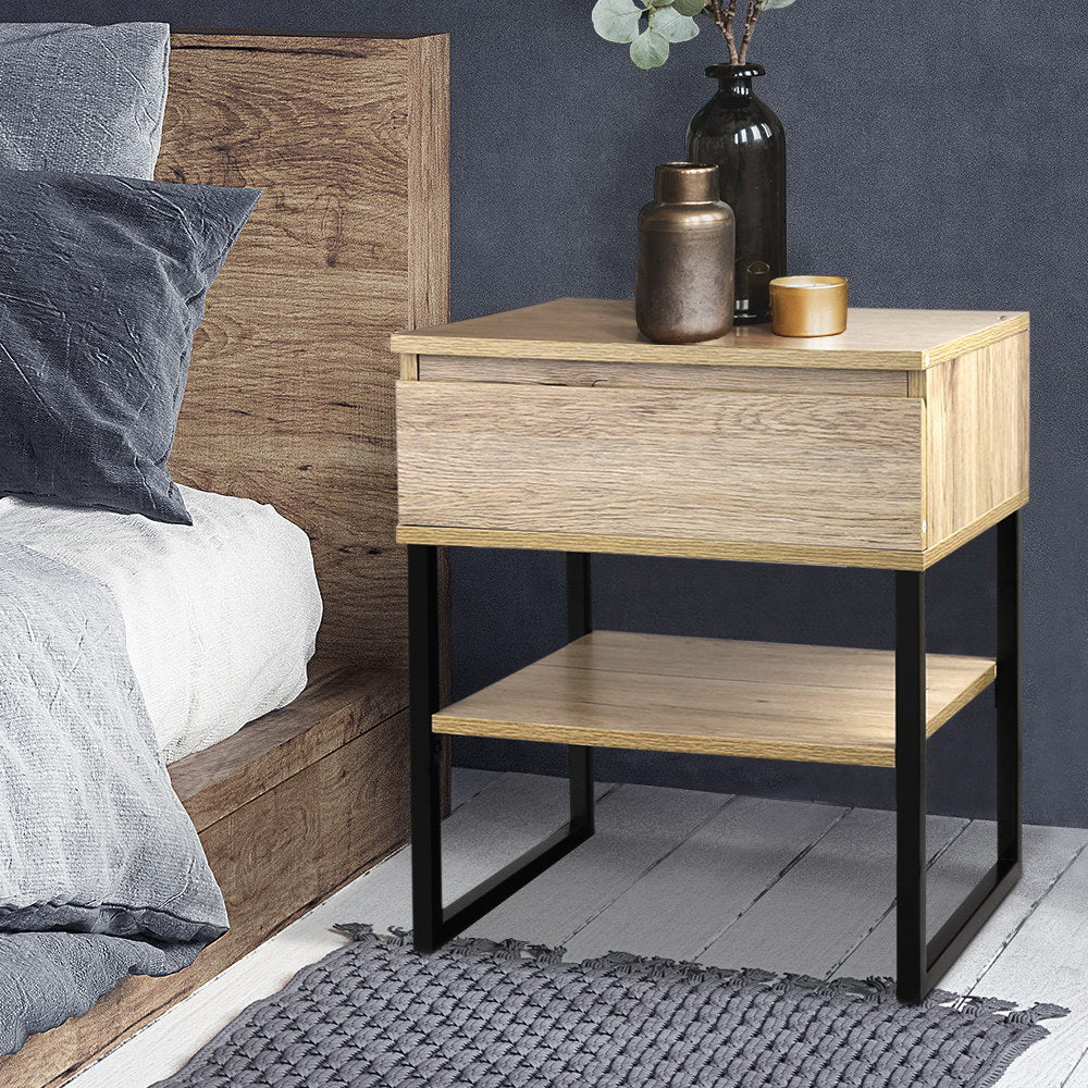 Buy Artiss Bedside Table 1 Drawers with Shelf CASEY Online Artiss