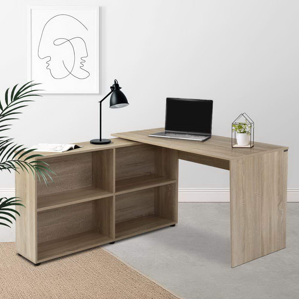 Artiss office computer desk corner study table workstation bookcase storage discount