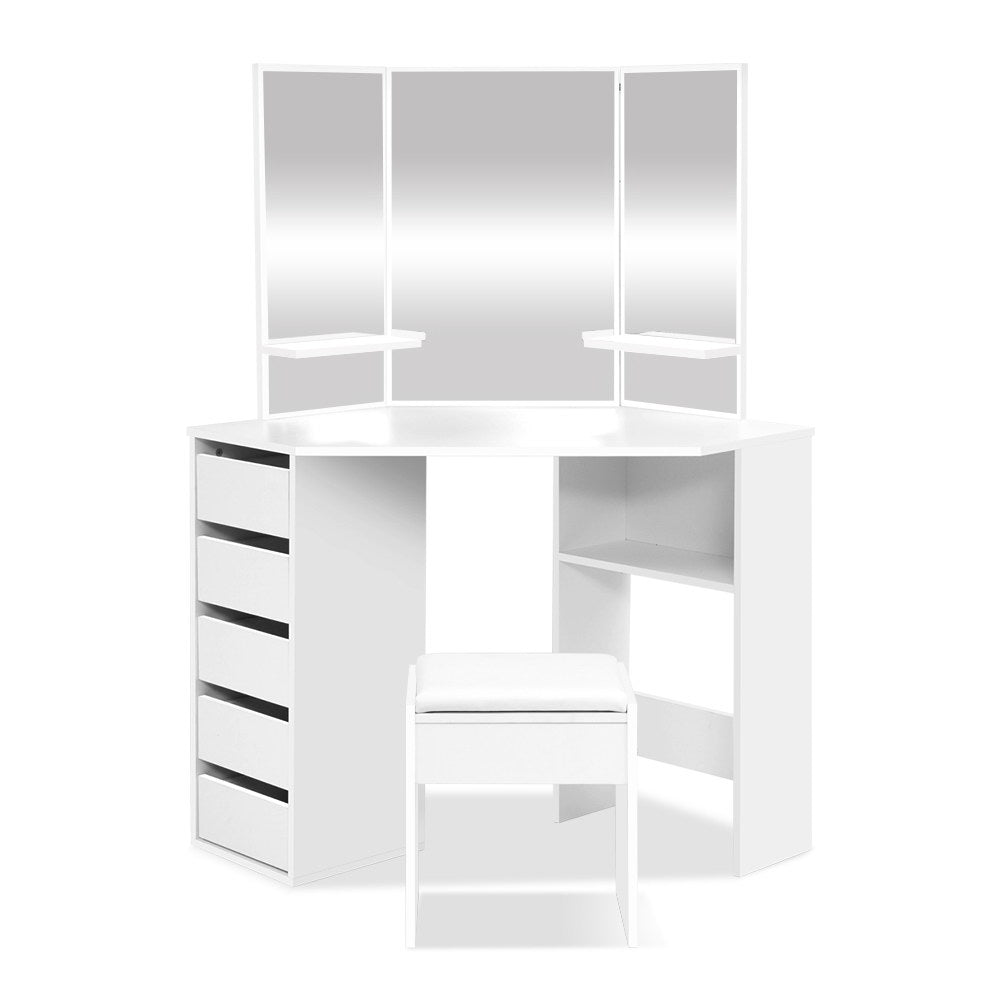 White corner dressing table with mirror sales