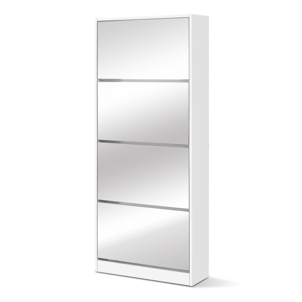 Buy Artiss Shoe Rack Cabinet Mirror 60 Pairs White Rira Online