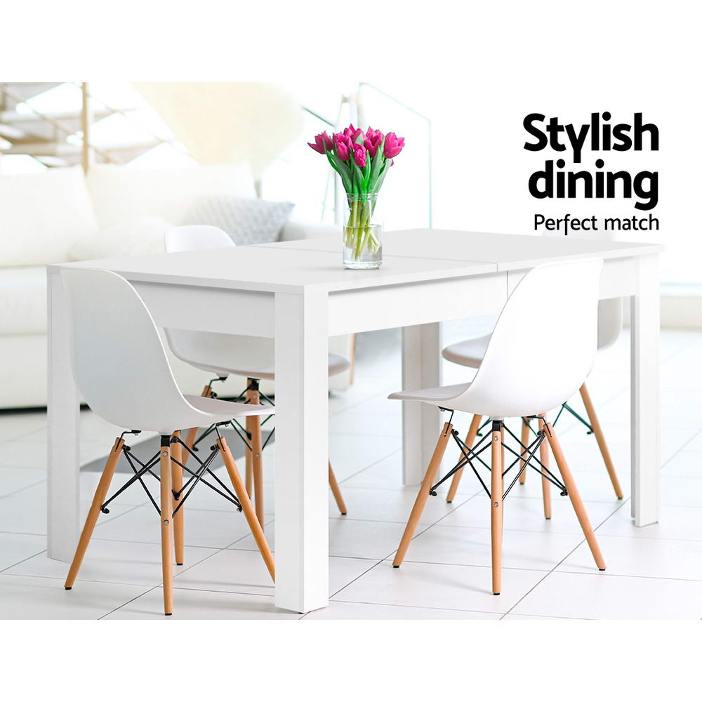 Buy Artiss Dining Table Rectangular 4 Seater 120CM White Natu Online Artiss
