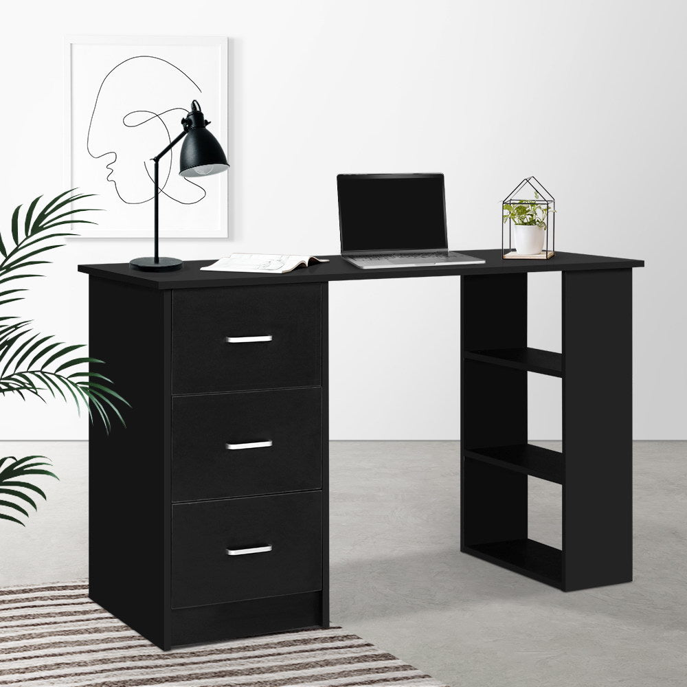 Black study desk with drawers hotsell