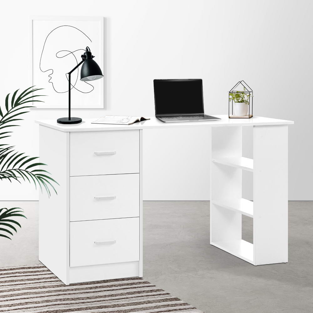 Buy Artiss Computer Desk Drawer Shelf Cabinet White 120CM Online Artiss