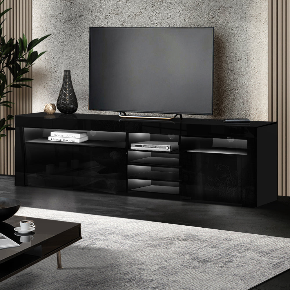 Buy Artiss Entertainment Unit TV Cabinet LED 180cm Black Bobi Online Artiss
