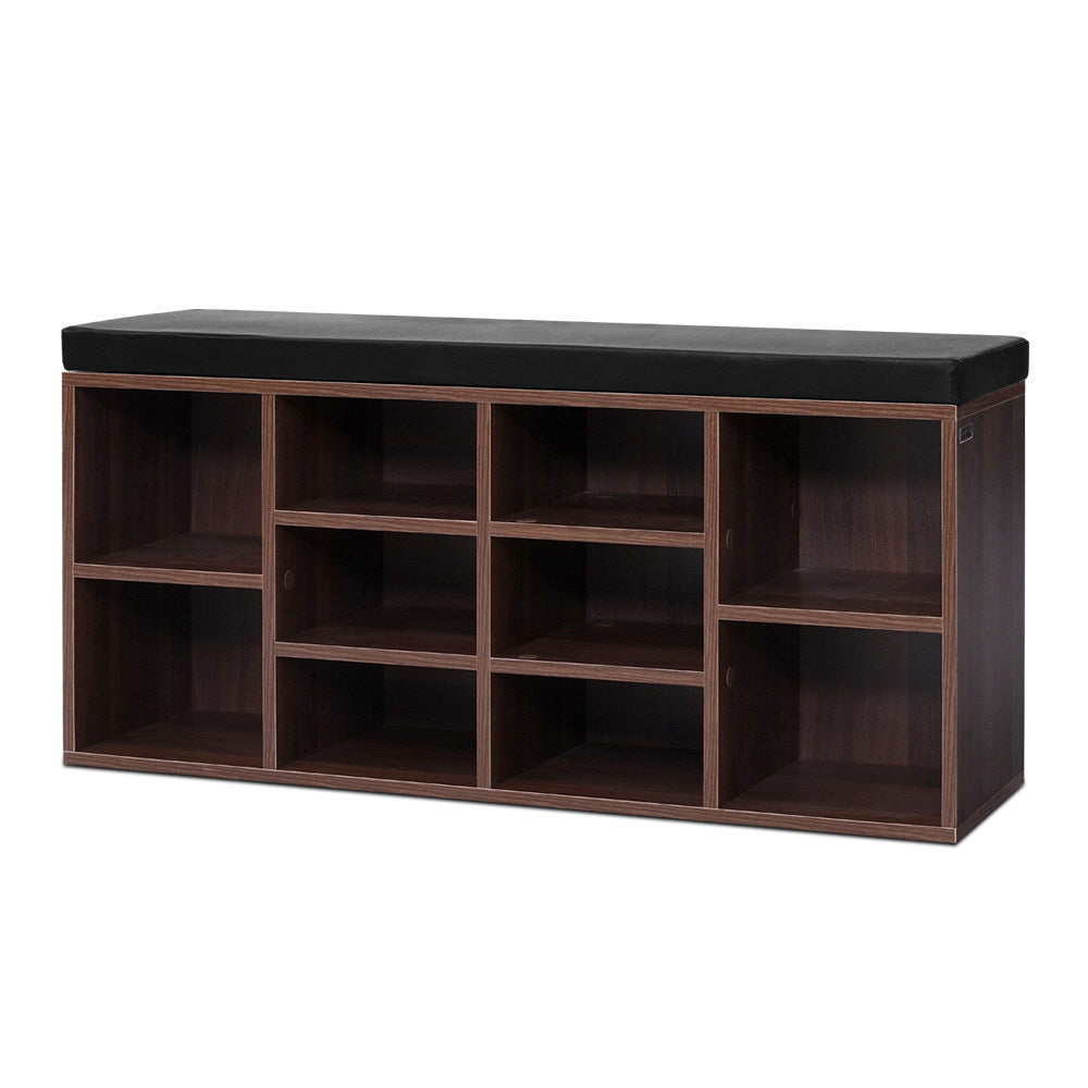 Buy Artiss Shoe Rack Cabinet Bench 10 Cubes Walnut Online Artiss
