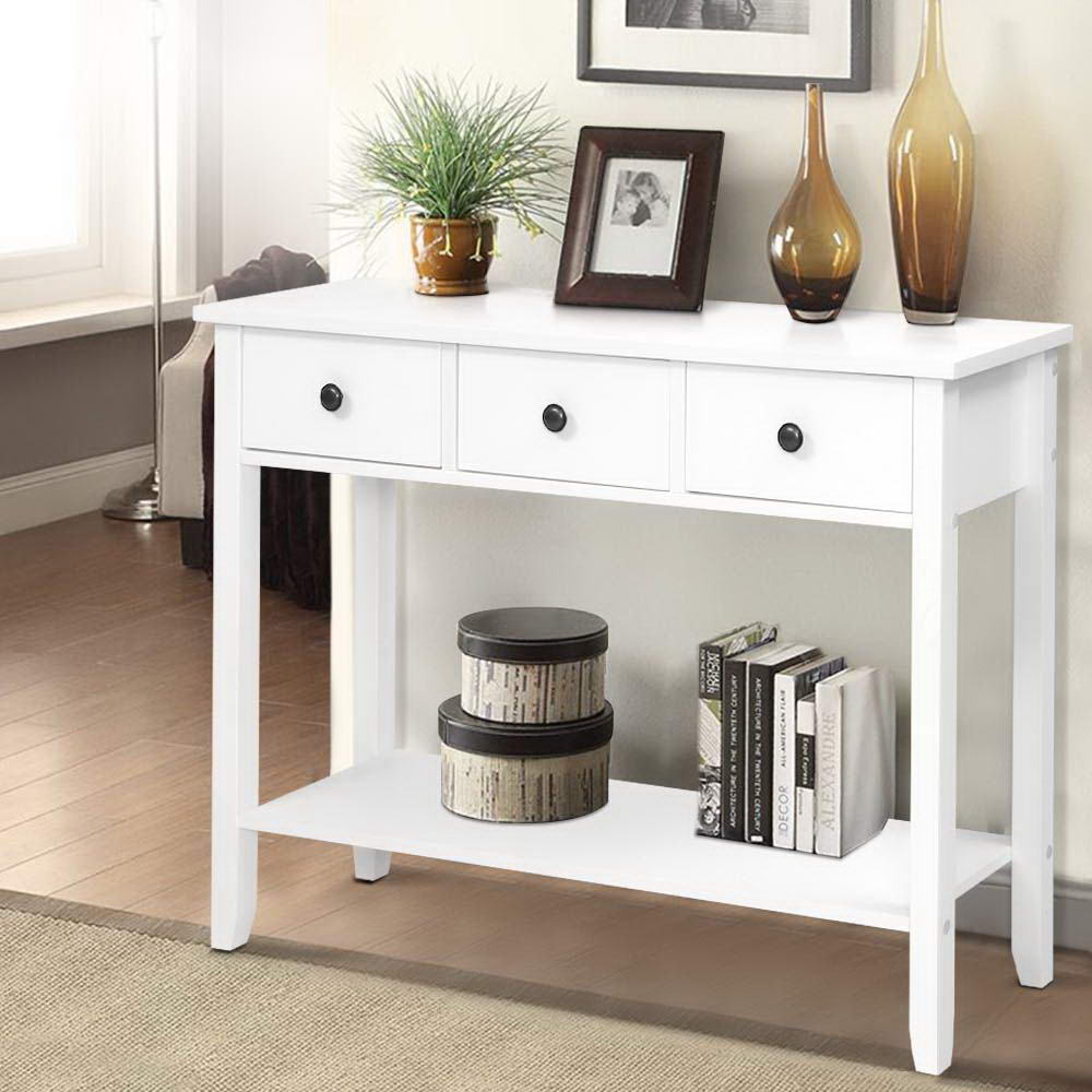 Buy Artiss Console Table Drawers 100CM White Chole Online Artiss