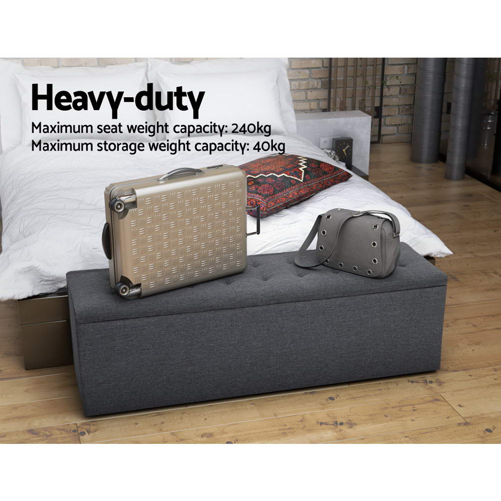 Buy Artiss Storage Ottoman Blanket Box 140cm Linen Dark Grey Online Artiss