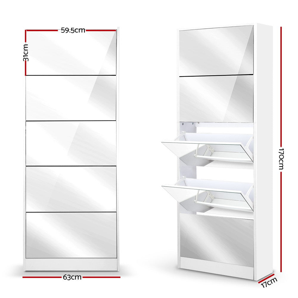 Buy Artiss Shoe Rack Cabinet Mirror 25 Pairs White Online Artiss