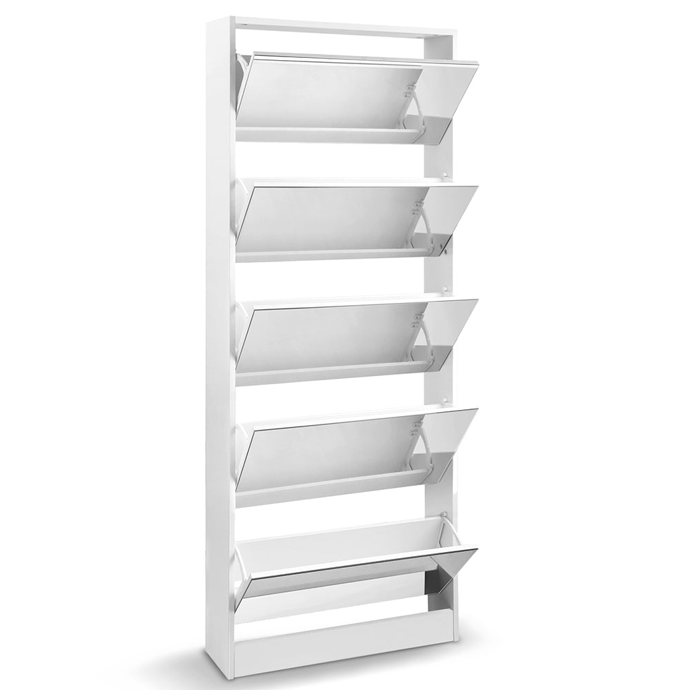 Buy Artiss Shoe Rack Cabinet Mirror 25 Pairs White Online Artiss