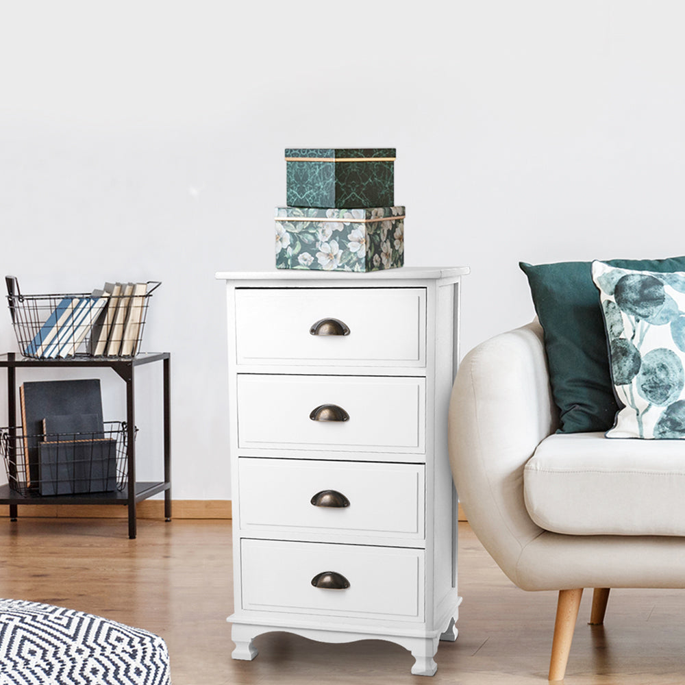 Buy Artiss 4 drawer Vintage Storage Cabinet White Online Artiss