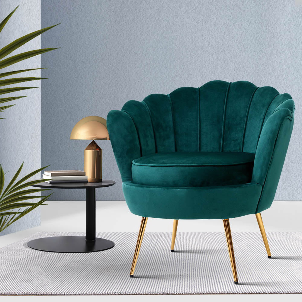 Green velvet shell chair sales