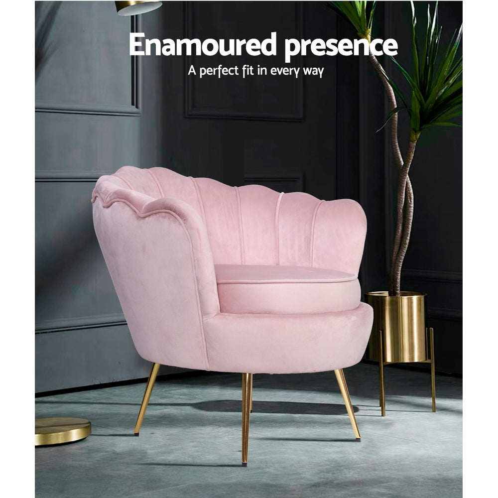 Buy Artiss Armchair Velvet Pink Callista Online Artiss