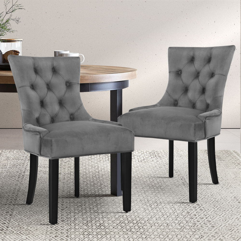 Buy Artiss Dining Chairs Set of Velvet French Provincial Grey